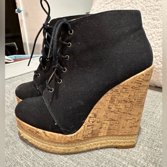 Navy boots platform heels size 6 - Picture 2 of 5